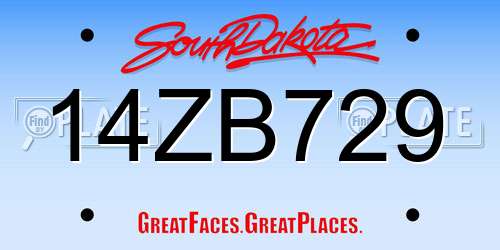 14ZB729 South Dakota License Plate