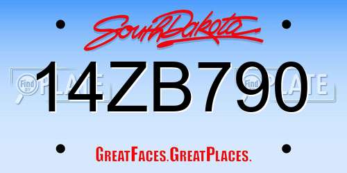 14ZB790 South Dakota License Plate