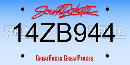 14ZB944 South Dakota License Plate