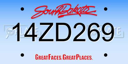 14ZD269 South Dakota License Plate