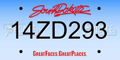 14ZD293 South Dakota License Plate