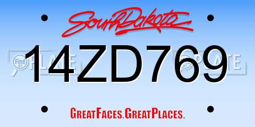 14ZD769 South Dakota License Plate