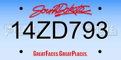 14ZD793 South Dakota License Plate