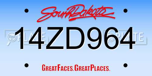 14ZD964 South Dakota License Plate