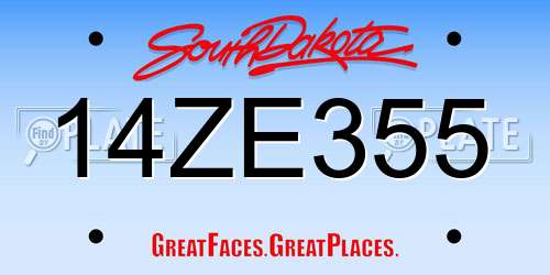 14ZE355 South Dakota License Plate