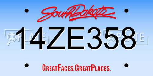 14ZE358 South Dakota License Plate