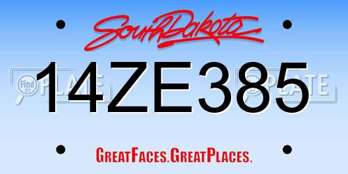 14ZE385 South Dakota License Plate