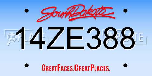 14ZE388 South Dakota License Plate