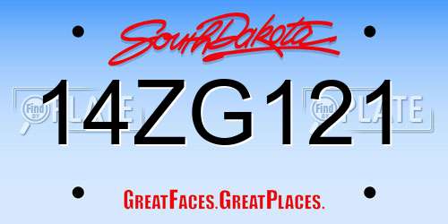 14ZG121 South Dakota License Plate