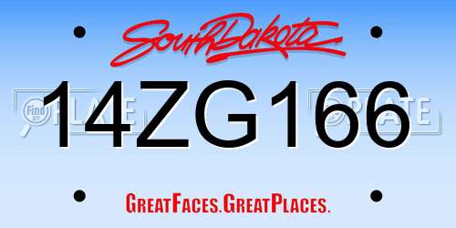 14ZG166 South Dakota License Plate