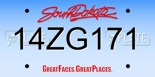 14ZG171 South Dakota License Plate