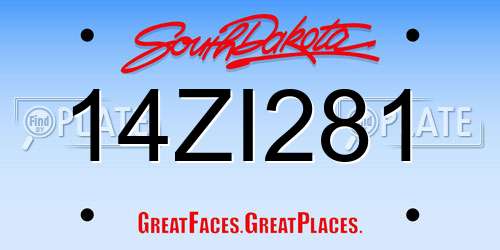 14ZI281 South Dakota License Plate