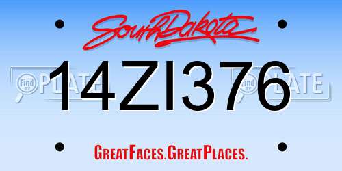 14ZI376 South Dakota License Plate