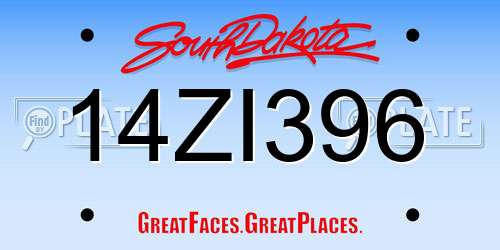 14ZI396 South Dakota License Plate
