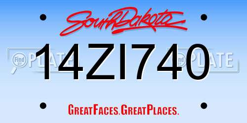 14ZI740 South Dakota License Plate