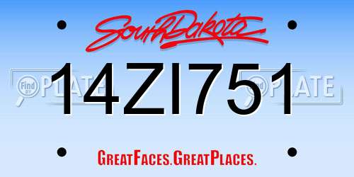 14ZI751 South Dakota License Plate