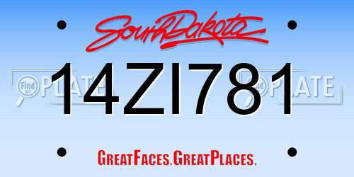 14ZI781 South Dakota License Plate