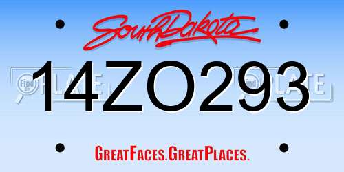 14ZO293 South Dakota License Plate