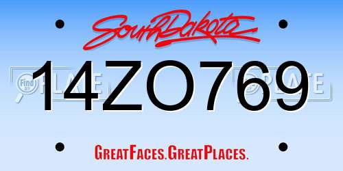 14ZO769 South Dakota License Plate