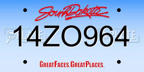 14ZO964 South Dakota License Plate