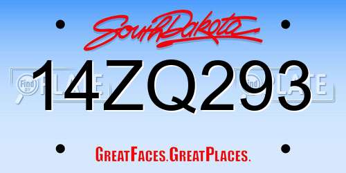 14ZQ293 South Dakota License Plate