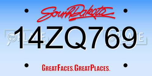 14ZQ769 South Dakota License Plate
