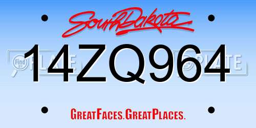 14ZQ964 South Dakota License Plate