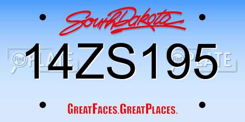 14ZS195 South Dakota License Plate