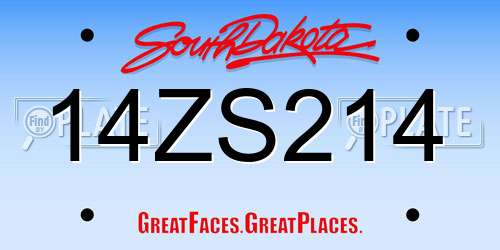 14ZS214 South Dakota License Plate
