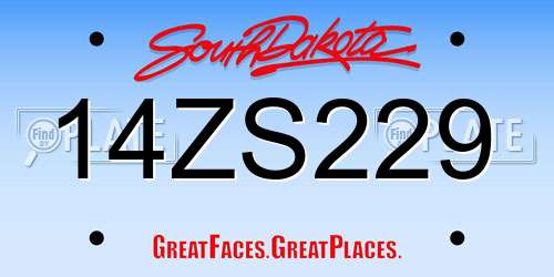 14ZS229 South Dakota License Plate