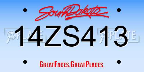 14ZS413 South Dakota License Plate