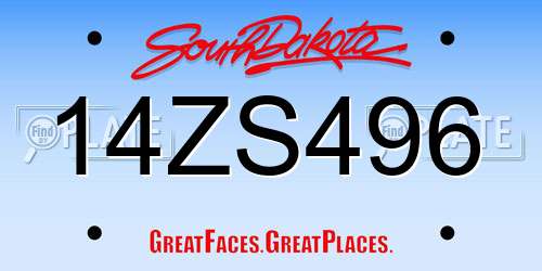 14ZS496 South Dakota License Plate