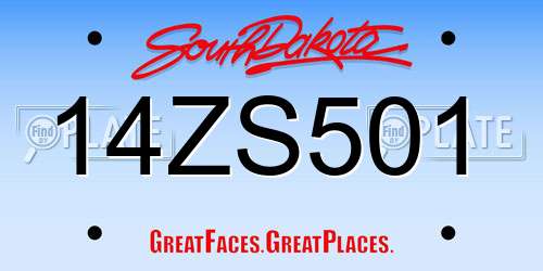 14ZS501 South Dakota License Plate