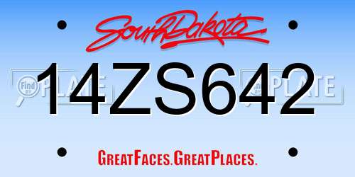 14ZS642 South Dakota License Plate