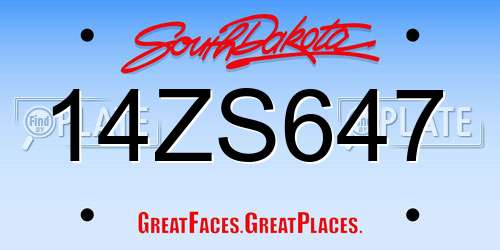 14ZS647 South Dakota License Plate