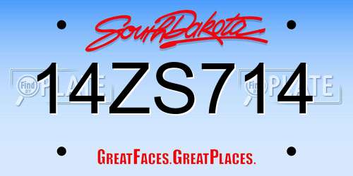 14ZS714 South Dakota License Plate