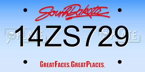 14ZS729 South Dakota License Plate