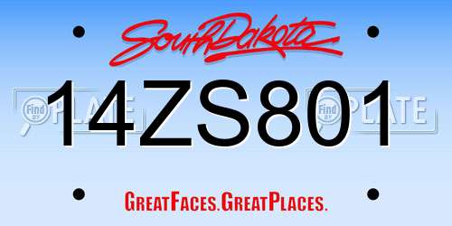 14ZS801 South Dakota License Plate