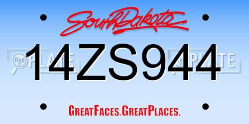 14ZS944 South Dakota License Plate