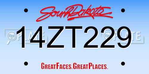 14ZT229 South Dakota License Plate
