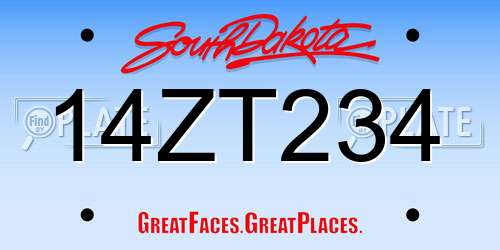 14ZT234 South Dakota License Plate