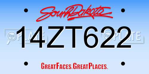14ZT622 South Dakota License Plate
