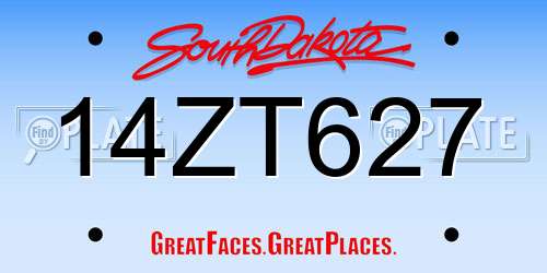 14ZT627 South Dakota License Plate