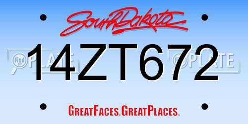 14ZT672 South Dakota License Plate