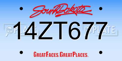 14ZT677 South Dakota License Plate