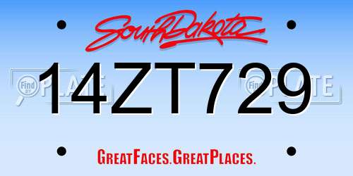 14ZT729 South Dakota License Plate
