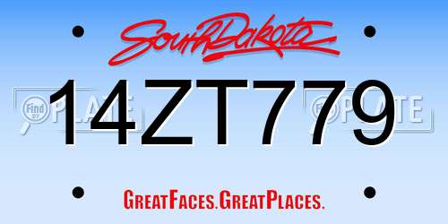 14ZT779 South Dakota License Plate