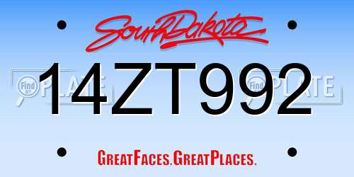 14ZT992 South Dakota License Plate
