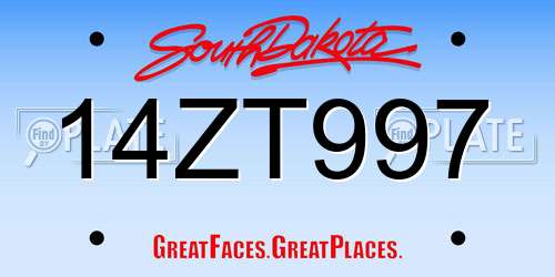 14ZT997 South Dakota License Plate