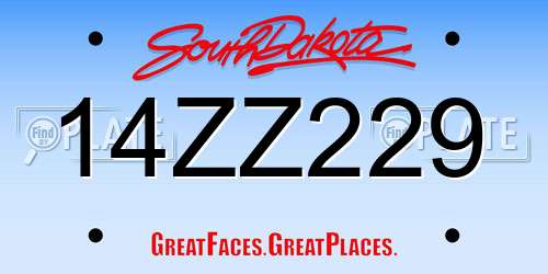 14ZZ229 South Dakota License Plate